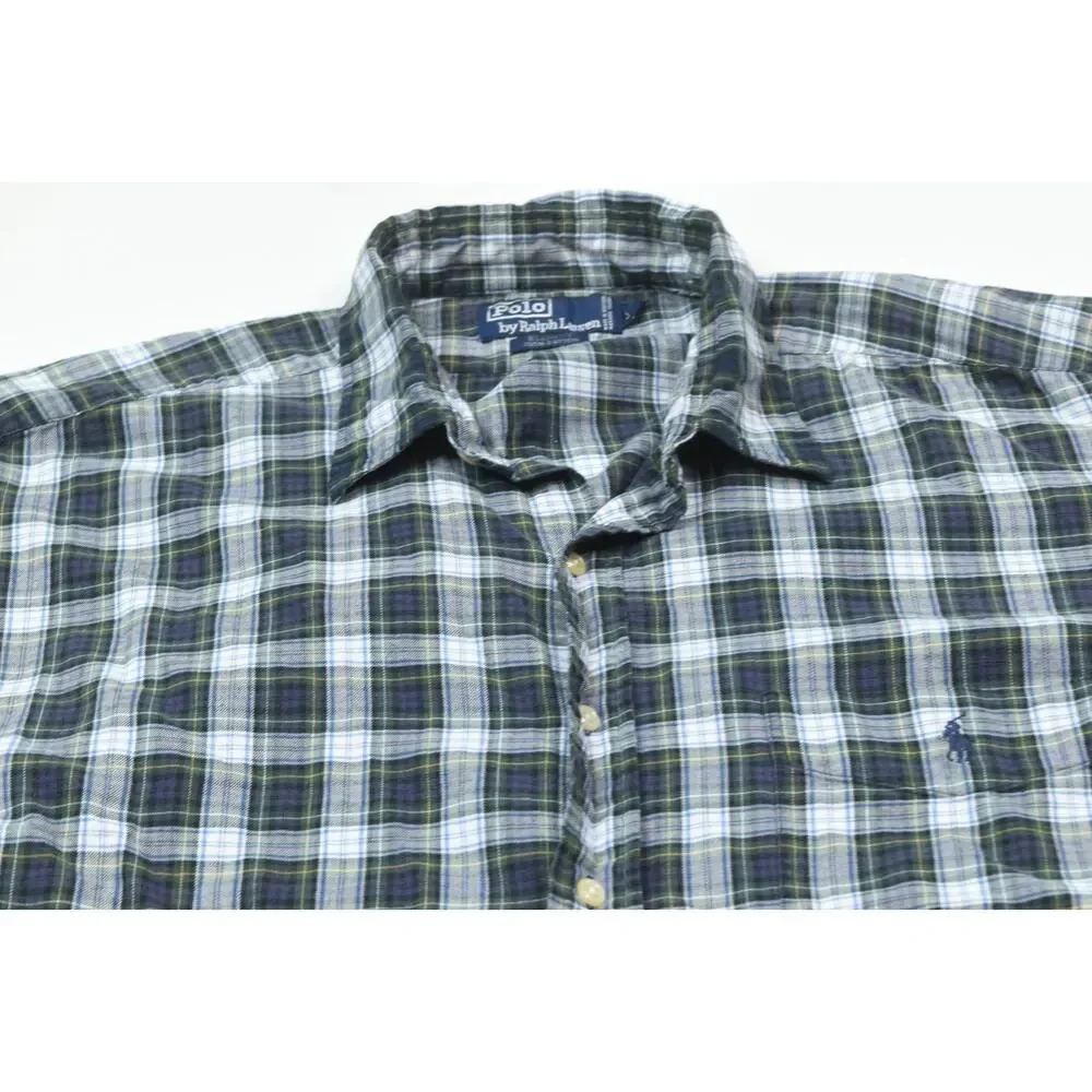 Vintage Polo Ralph Lauren ELLIOTT Shirt Mens 2XL Plaid Long Sleeve Button-Up